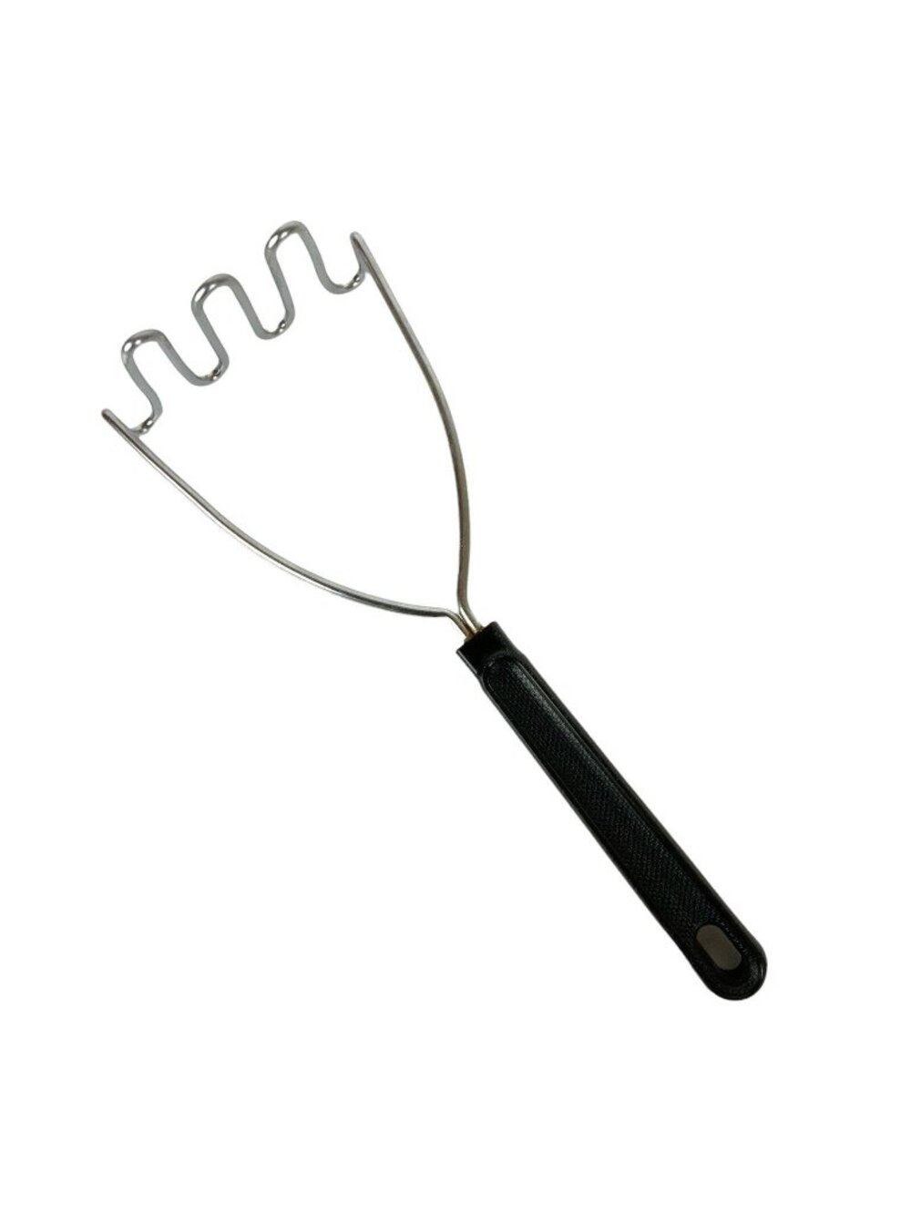 Ekco Eterna 1980s Stainless Steel Potato Masher with Black Nylon Handle Vintage